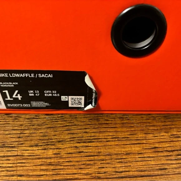 .Nike LD Waffle Sacai Black Nylon Size 14 - Picture 8 of 10